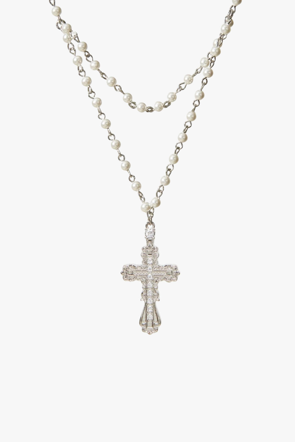 Minimalist Personality Gothic Style Cross Shell Pearl Necklace YUNA