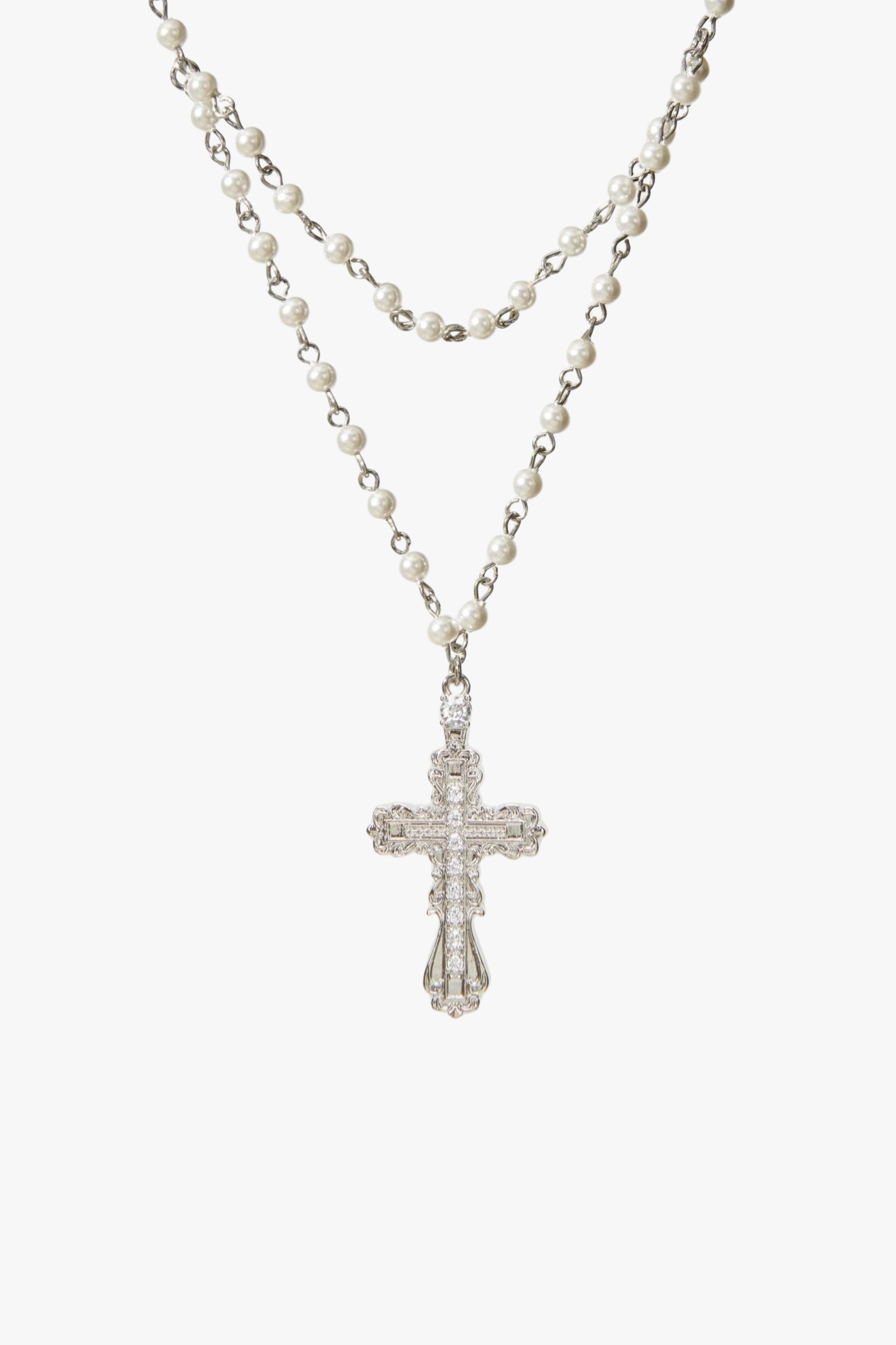 Minimalist Personality Gothic Style Cross Shell Pearl Necklace YUNA