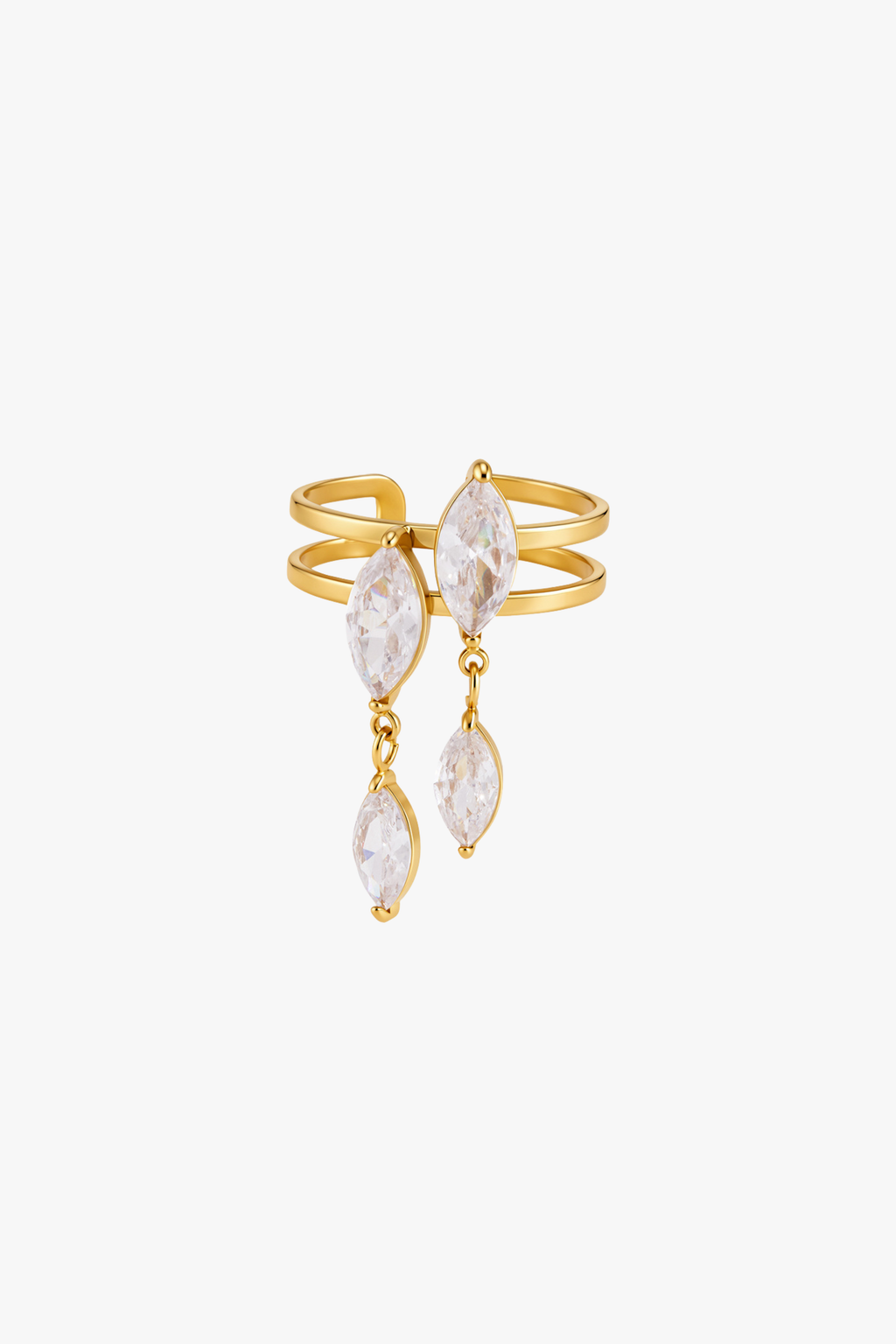 Adjustable Zircon Stackable Ring Titanium Steel Stainless Steel Gold Plated Jewelry YUNA