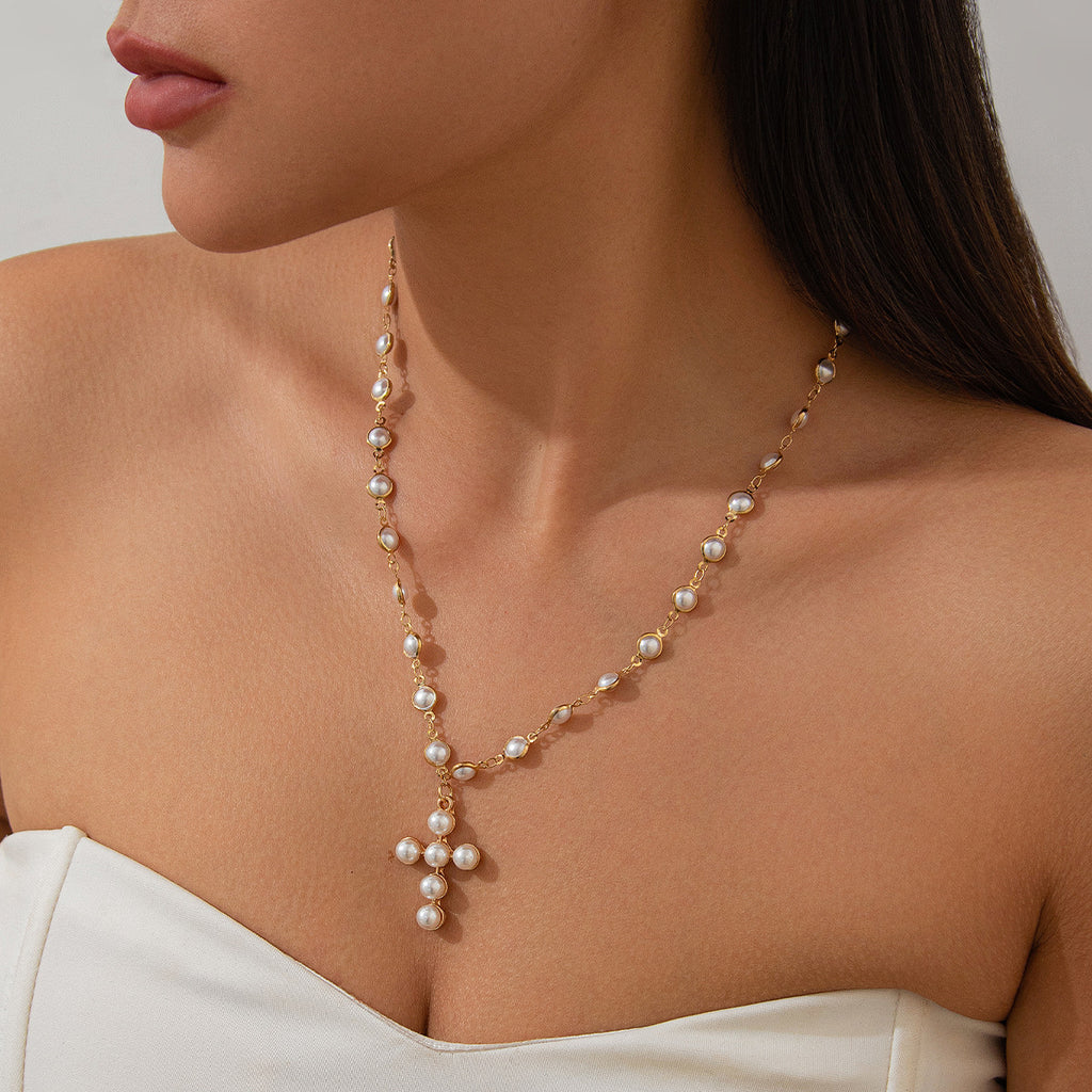 Cross Pearl Necklace