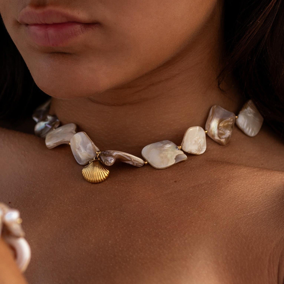 Aquamarine Seashell Necklace null